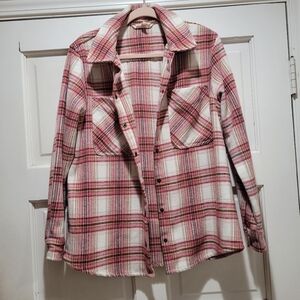 Como Vintage Pink & White Plaid Shacket – Size Petite Small Like New